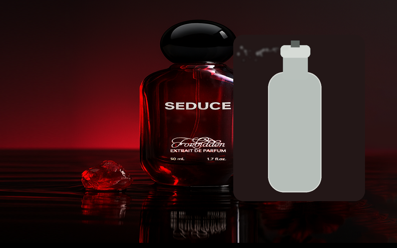 Perbedaan parfum dan body mist — botol extrait SEDUCE di samping botol body mist besar