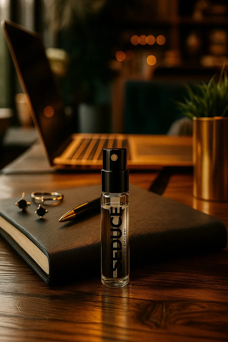SEDUCE Travel Size 2mL di meja kerja — extrait de parfum ukuran saku
